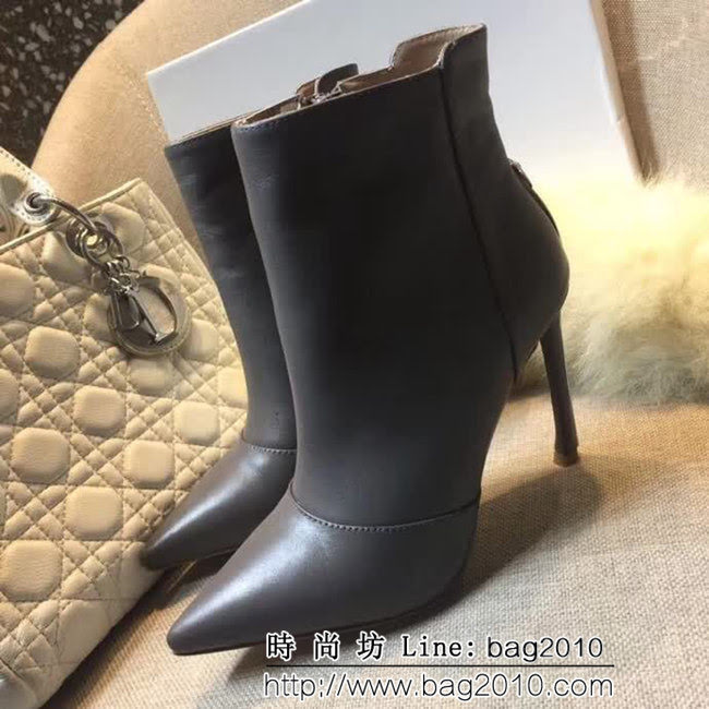 DIOR迪奧 2017春季新款 幸運五角星 尖頭高跟 牛皮女短靴 QZS1872